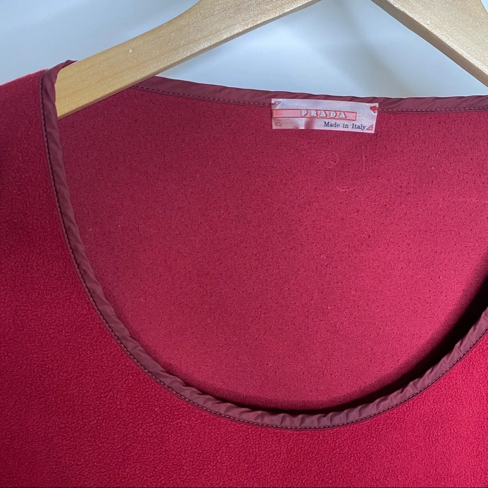 Vintage Prada Red Fleece Top Drawstring Waist - Picture 10 of 11